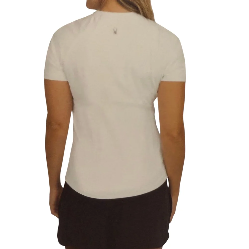 Spyder Active | Women's Ribbed Active Short Sleeve UPF 50+ Top | White | Large - Picture 4 of 6